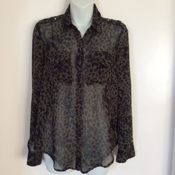Rock & Republic Tops - Rock & Republic Sheer Leopard Top